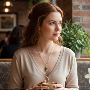 Handmade Yellow/Green Glass Necklace